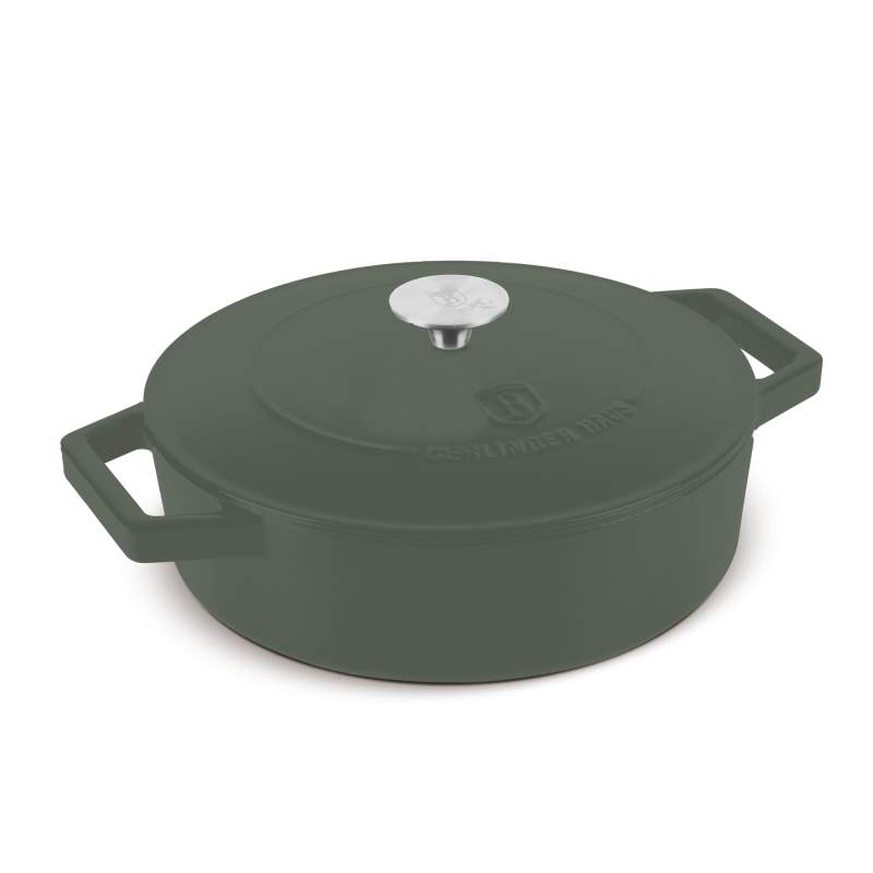 BERLINGERHAUS Pánev hluboká se smaltovaným povrchem a poklicí 26 cm litinová Matte Green Collection BH-6262
