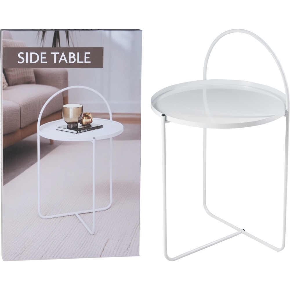 H & S COLLECTION Stolek odkládací kov 65 cm bílá KO-DD1001540