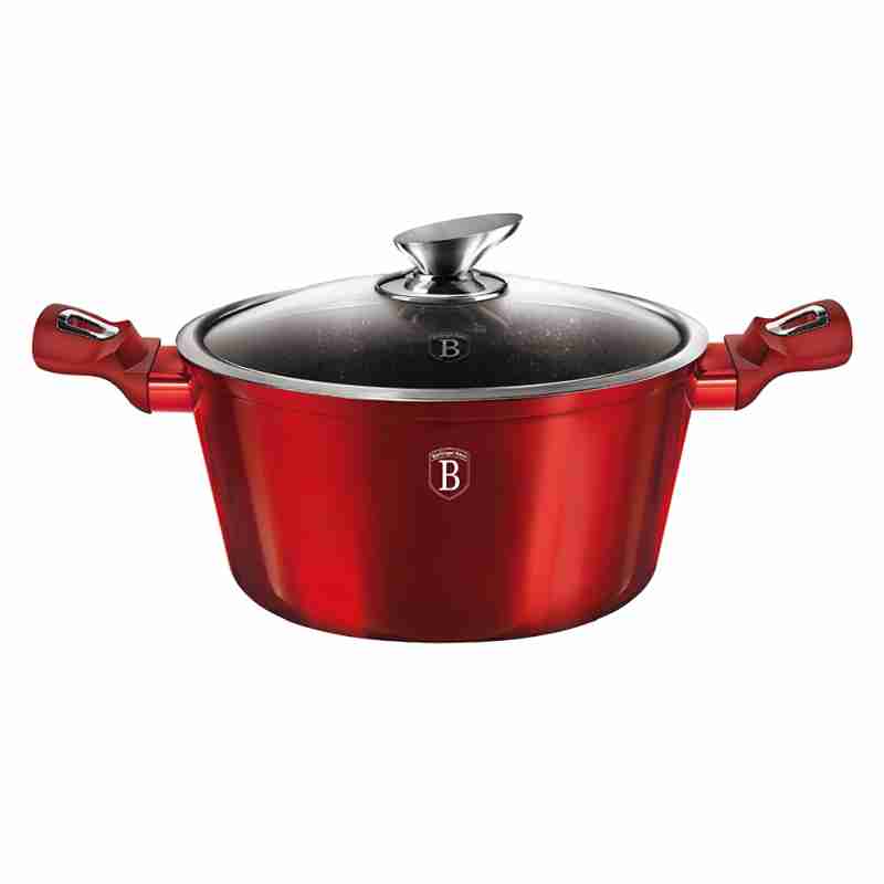 BERLINGERHAUS Kastról s mramorovým povrchom a pokrievkou 30 cm Burgundy Metallic Line BH-6192