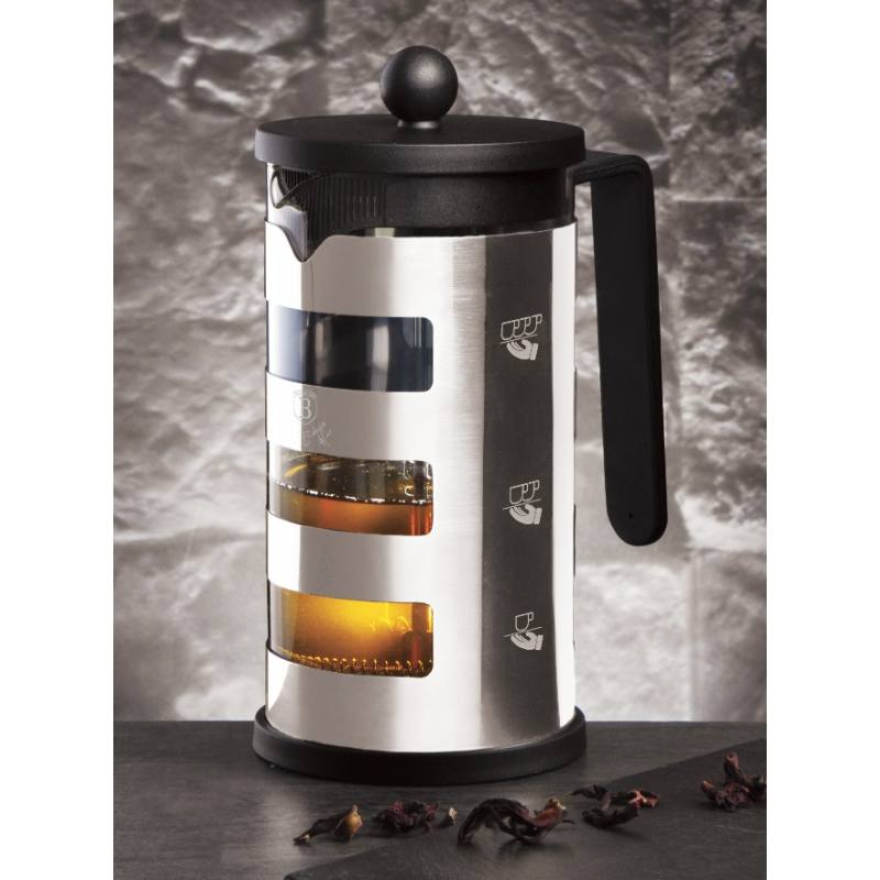 BERLINGERHAUS Kanvica na čaj a kávu french press 600 ml Black Silver Collection BH-7806