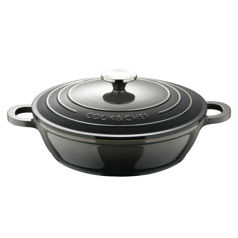 BERGNER Kastrol litinový s poklicí EXCALIBUR 24 cm šedá BG-36103-GY - thumb (1)