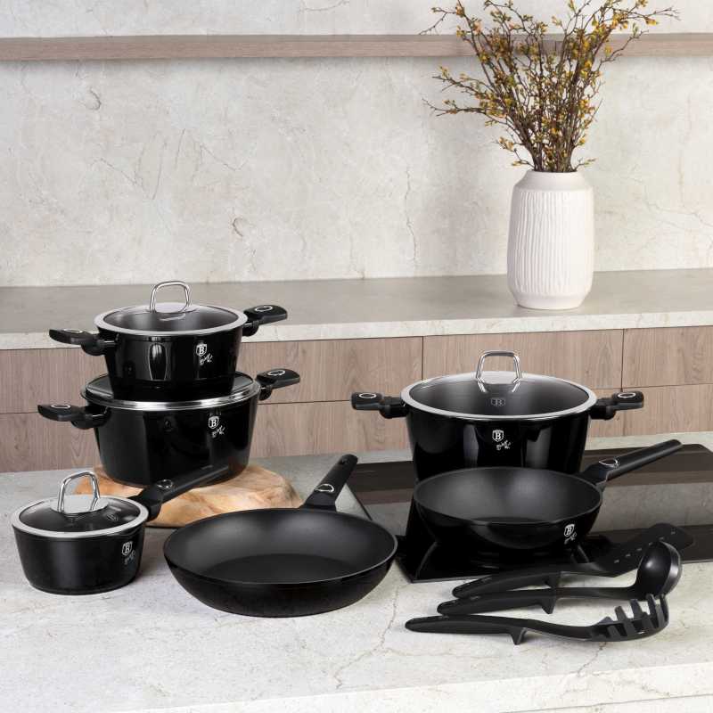 BERLINGERHAUS Sada nádobí s titanovým povrchem 15 ks Black Vantage Collection BH-8232