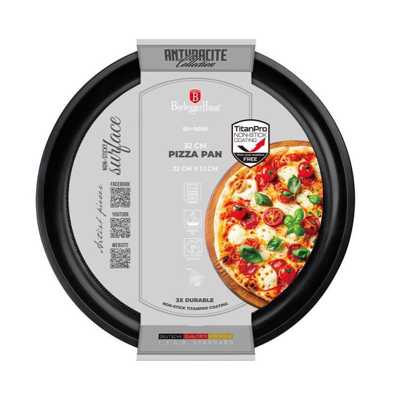 BERLINGERHAUS Pánev na pizzu s titanovým povrchem 32cm Anthracite Collection BH-8688