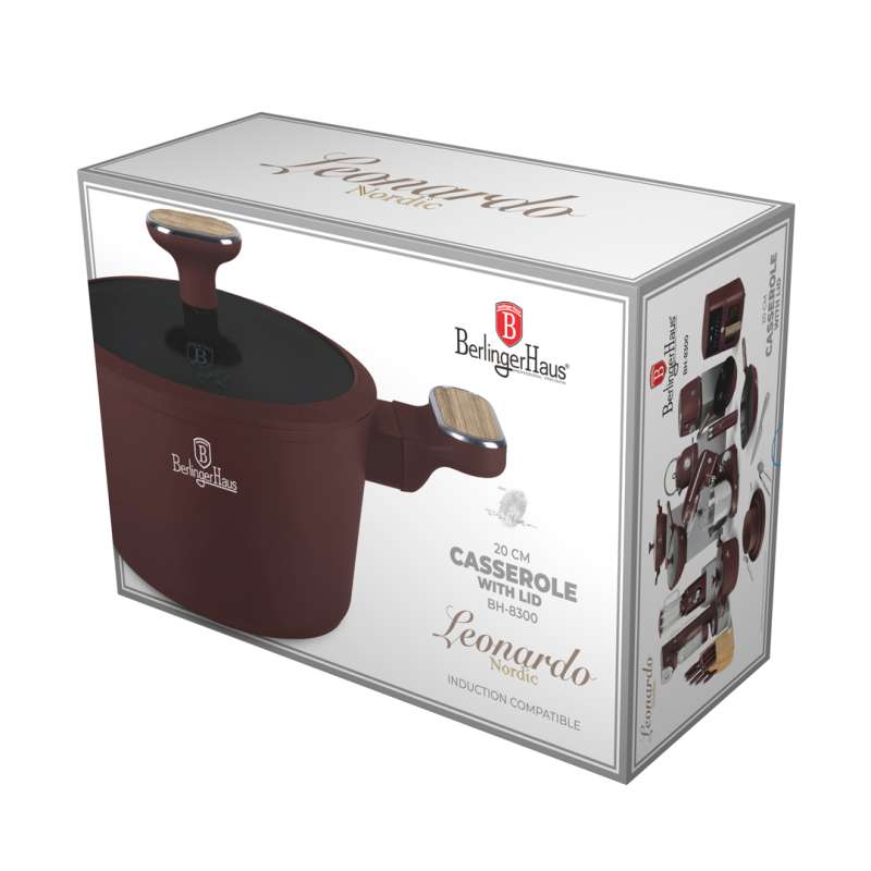 BERLINGERHAUS Kastrol s titanovým povrchem a poklicí 20 cm Leonardo Nordic Collection BH-8300