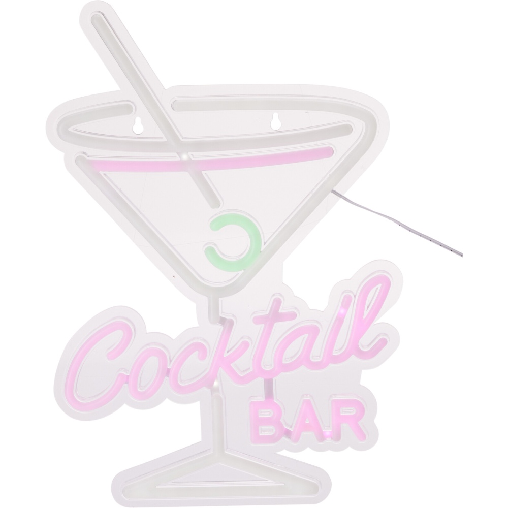 H & S COLLECTION Dekorace svítící nástěnná 30 × 38 cm coctail bar KO-NE1100230coba