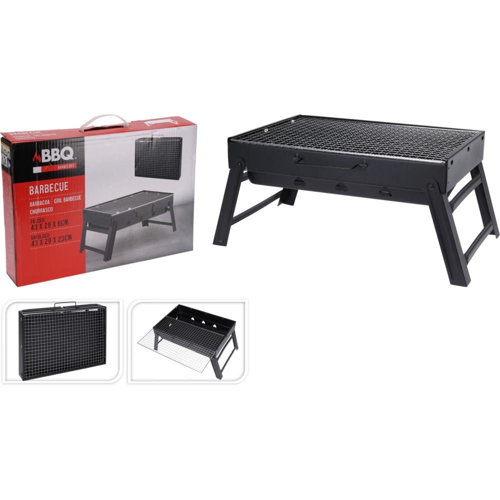 BBQ Gril na dřevěné uhlí skládací 43 x 29 x 23,5 cm černá KO-C83000480