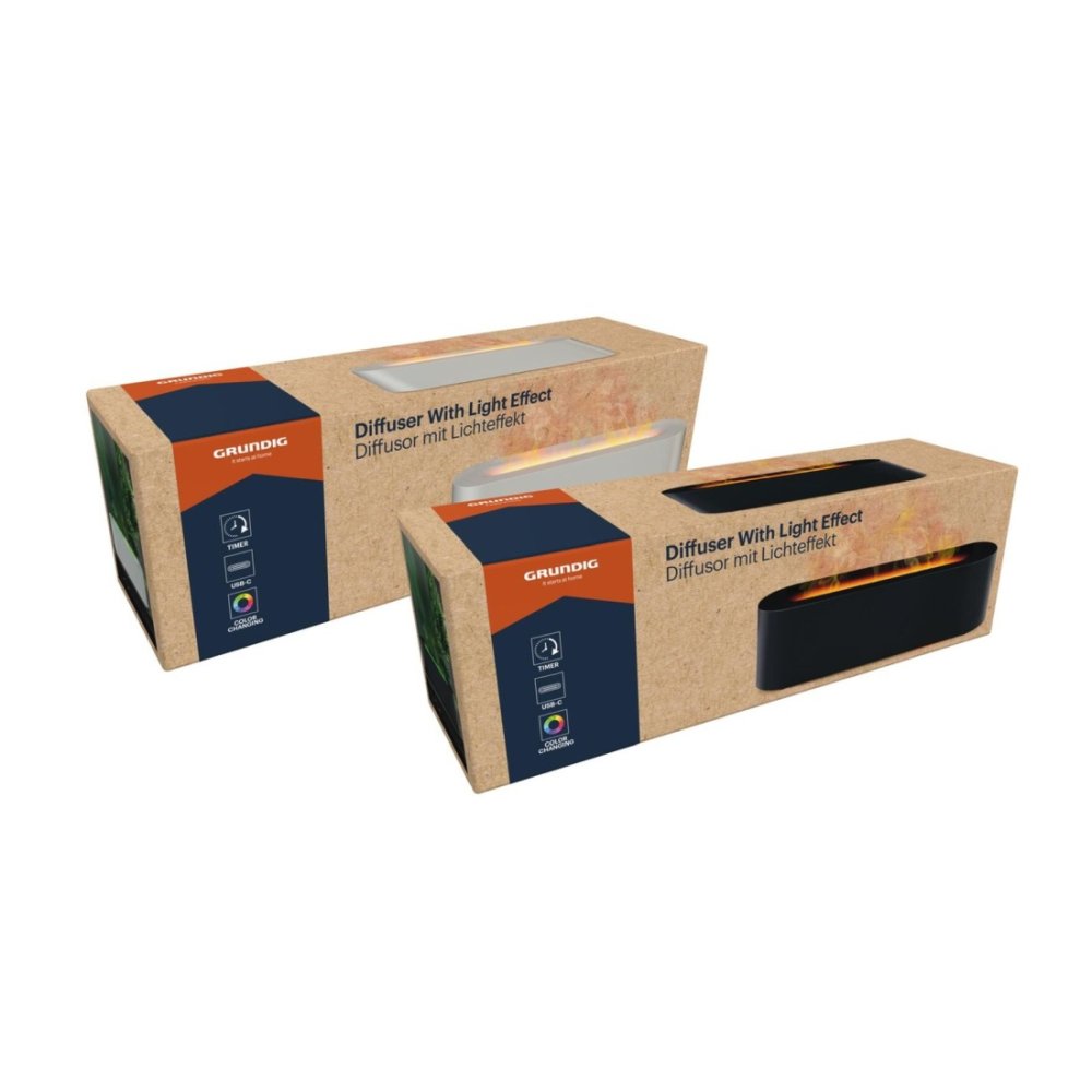GRUNDIG Aroma difuzér a zvlhčovač ultrazvukový s efektem plamene 25,6x7x7,5cm černý ED-242391cern